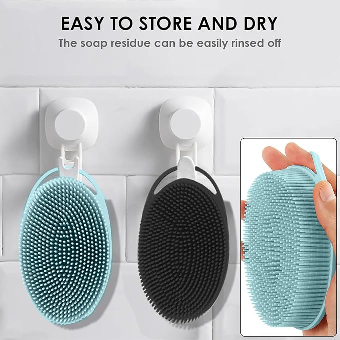 2-in-1 Silicone Face & Body Scrubber Applicator - Dual-Sided Exfoliating Brush & Lotion Spatula for Skincare, Makeup, Shower Bath - Set of 3, Soft Easy-to-Clean, Sensitive Skin for All Ages