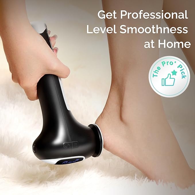 L'UGX Electric Callus Remover for Feet –Powerful 8N·cm Torque Professional Pedicure Foot File, 3-Speed Settings, LCD Display, 60pcs Sandpaper Discs, Type-C Rechargeable, Ergonomic Handle