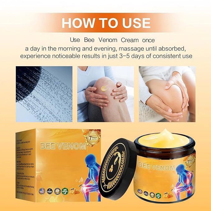 Bee Venom Joint Cream, Bee Venom Cream for Back, Knee, Waist,Back Hand,Feet & Leg Massage Caref. (2)