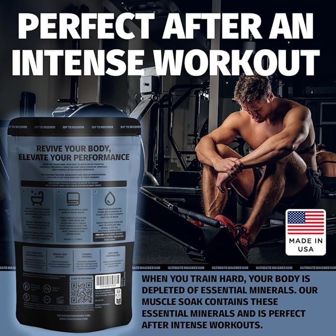 Coach Soak Recovery Bath Soak - Alternative to Epsom Salt Bath Soak - Fast-Absorbing Pure Magnesium Flakes & Dead Sea Salt with 21 Minerals, Bath Salts & Essential Oils - 3 lb, Unscented