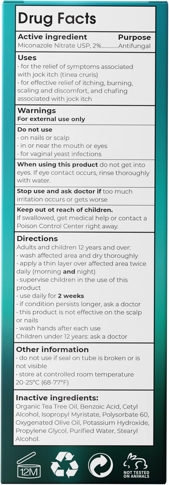 Jock Itch Cream | Extra Strength Antifungal Treatment for Groin & Inner Thighs | Relief for Itchy Skin, Jock Itch, Ringworm, Athlete’s Foot & Nail Fungus | Controls Odor & Removes Fungus | 120ml