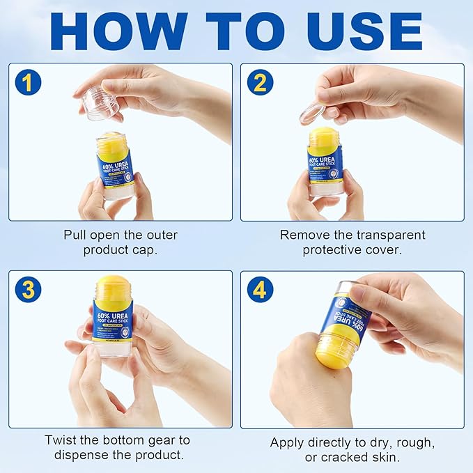 Urea Foot Care Stick - 60% Urea with 2% Salicylic Acid, 1.41oz - Moisturizer for Dry Cracked Feet,Knees,Elbows & Hands,Hydrating Cream,Callus Remover & Skin Softener,Soothes & Repairs Dry Skin