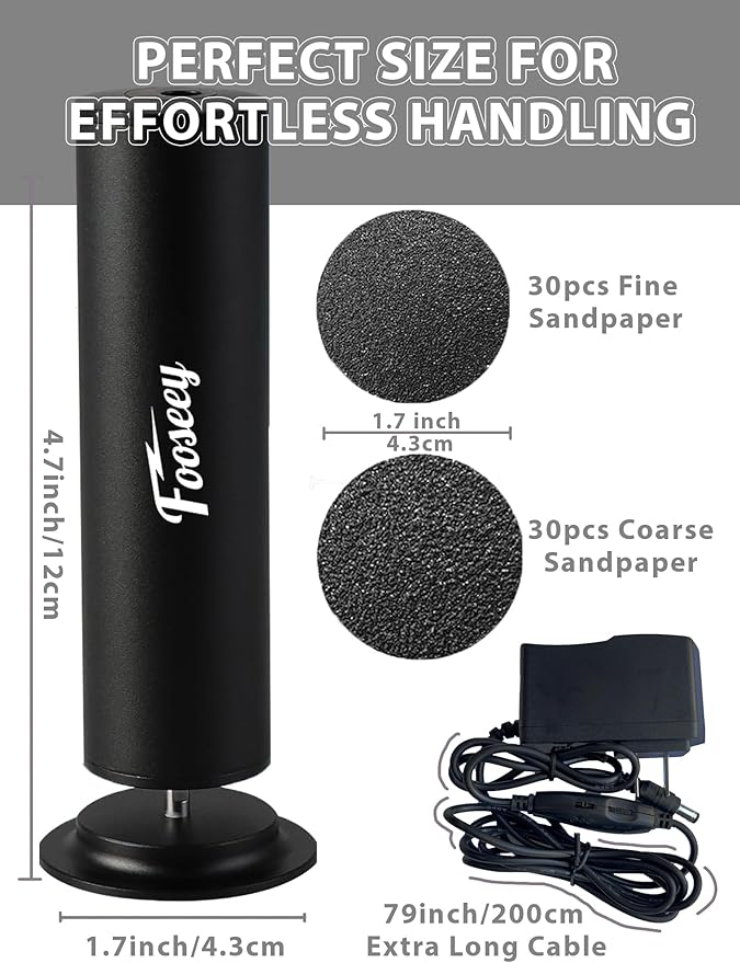 Dermave Foot Callus Remover, Professional Pedicure Tool for Feet with 60pcs Sandpaper Discs, Electric Callus Remover for Feet,Adjustable Speed Aluminum Foot File for Dead Skin, Black