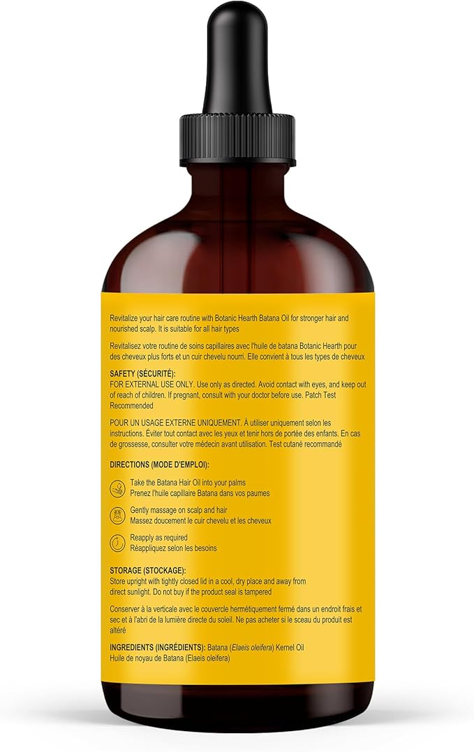 Botanic Hearth 100% Pure Batana Oil for Hair Growth | Infused with Batana and Kemel |Hair Oil Repairs Dry Damaged Hair, Strengthening, Healthier - Hair Tonic, 2 fl oz