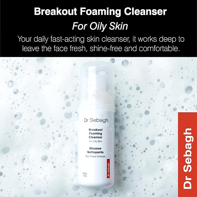 Dr Sebagh Breakout Foaming Cleanser (3.4 fl oz) - Face Wash for Acne Prone/Oily Skin - Purifies, Clears & Hydrates - Foam Face Wash for Oily Skin - Deep Pore Cleanser - Facewash