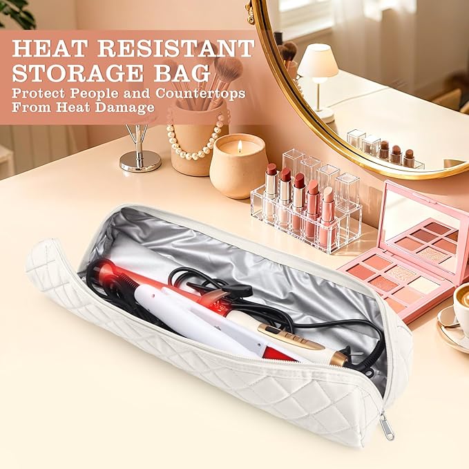 Large Hot Hair Tools Organizer Bag Portable Travel Heat Resistant Storage Case Pouch for Curling Irons, Flat Irons, Hair Straighteners and Styling Tools(17.7" x 3.9")