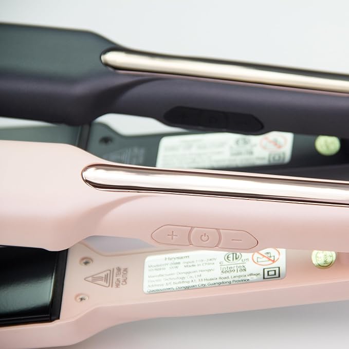 Heysam Flat Iron Hair Straightener for Thick Hair, Titanium Ceramic Ionic Dual Voltage Hair Straightener and Curler 2-in-1, Travel Flat Iron 1.6 Inch for Less Frizz, Shinier & Smoother, Fast Heating
