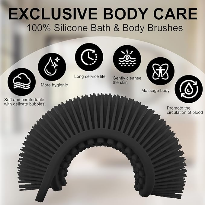 Soft Silicone Body Scrubber, 2 PCS Exfoliating Silicone Loofah, Body Scrubber Shower Brush Exfoliating and Massage 2 in 1, Bath Shower Brush for Cleaning Sensitive Skin Kids Women Men, Lather Well