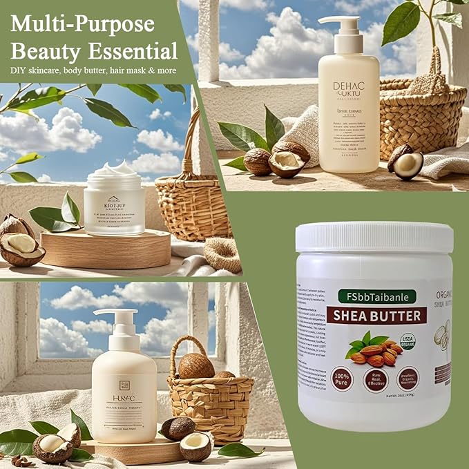 Raw Shea Butter 16 oz – Pure & Organic Moisturizer for Skin, Hair & DIY – Raw, Unrefined, Non-GMO, Ivory Color, Grade A Quality