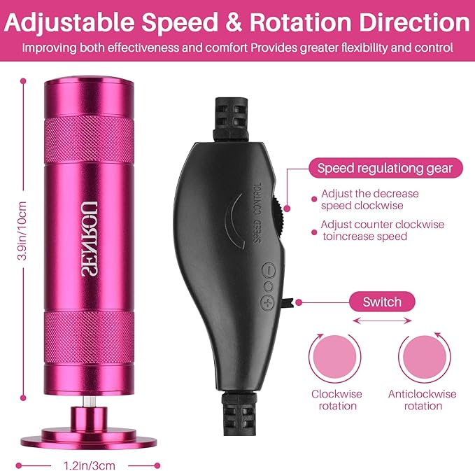 Electric Foot File Tool - Callus Remover for Feet, 2-in-1 Nail Grinder, Adjustable Speed with 60 Sandpaper Discs, Rose