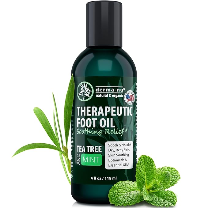 Derma-Nu Foot and Body Oil with Tea Tree Oil - Hydrating Foot Care and Foot Spa for Cracked Heel Repair - Soothes Dry, Irritated Skin and Foot Odor - (4oz)