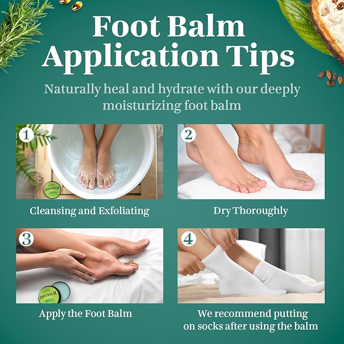 Pumice Valley Foot Balm Cream for Dry Cracked Heels and Feet - Natural Foot Moisturizer Balm for Calluses and Dry Feet Treatment - Rosemary Foot Lotion 3.5 Oz