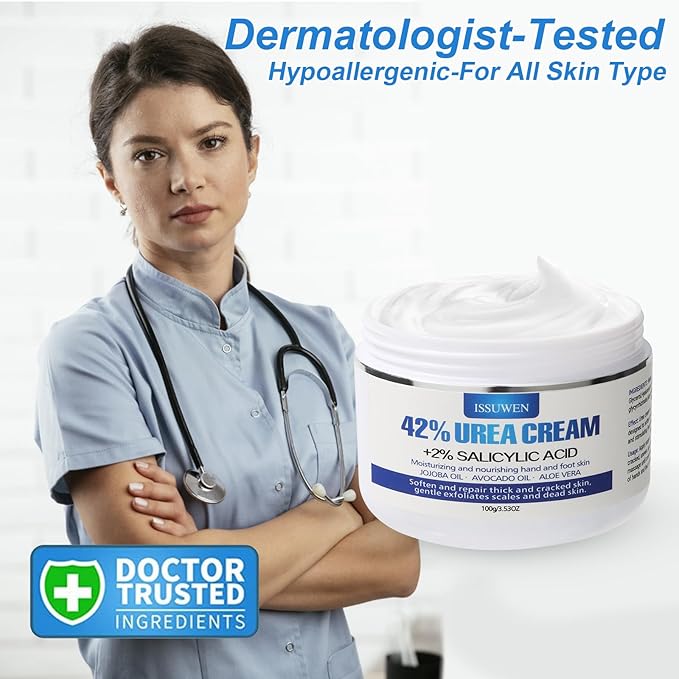 7.06OZ / 2 Pack Urea Cream 42% Plus Salicylic Acid 2%, Urea Foot Cream for Foot Care Cracked Heel Treatment Knees Elbows Hands Repair Treatment, Feet Moisturizer Corn Callus Dead Skin Deep Moisturizes
