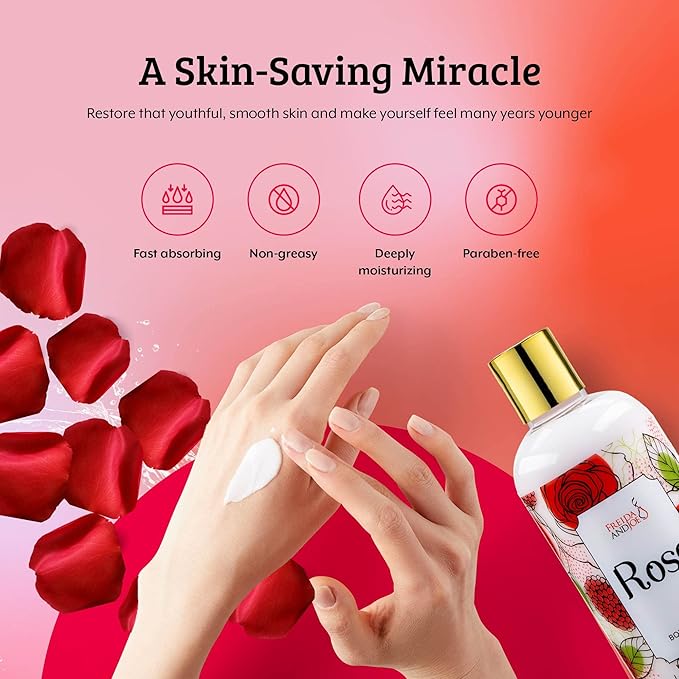 Home Spa Gift Fragrance Body Lotion Luxury Firming Scented 10oz Deep Moisturizing Fragrance Body Lotion for Women (Rose)