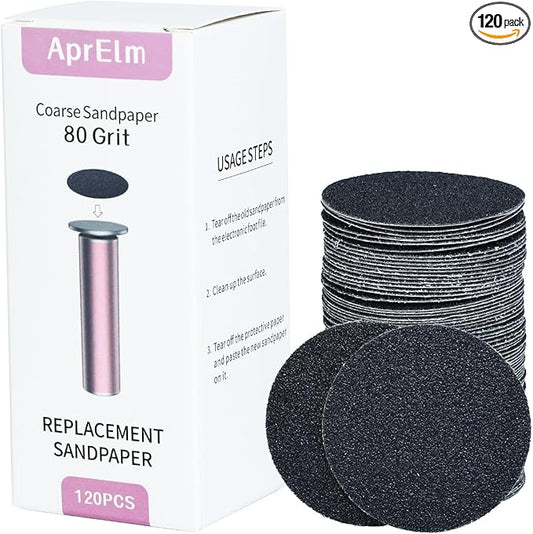 120pcs Replaceable Sandpaper for Electric Foot Callus Remover, 80 Grit Coarse Sandpaper Refill Discs