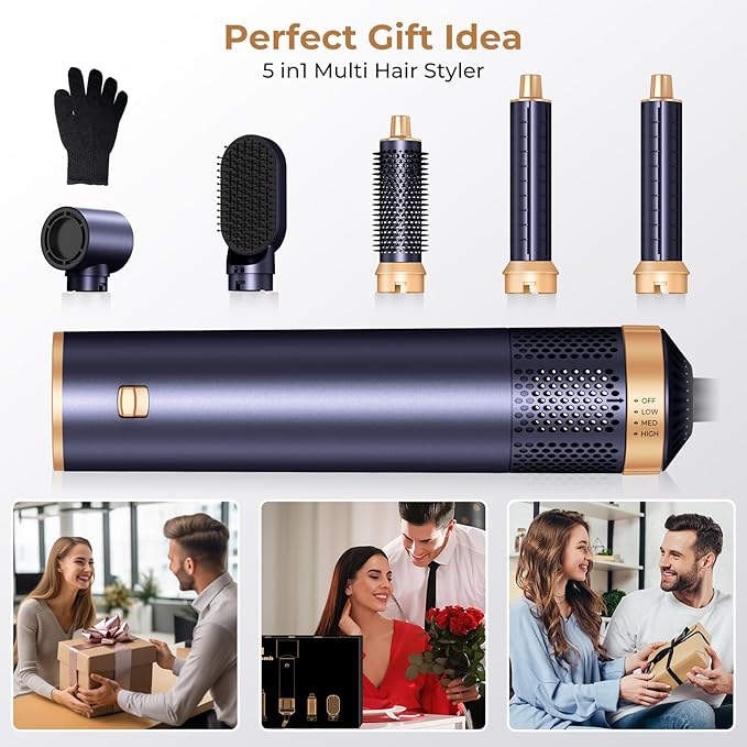 5 in 1 Hair Dryer Brush, Negative Ion Blow Dryer Brush Set Upgrade Hot Air Brush Air Styler Curling Wrap Air Curler, Curling Iron Hair Styling Tools As A Gift for Straight/Curl/Drying/Smoothing