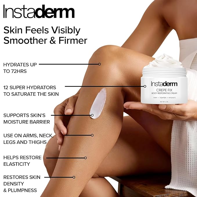 Crepe Fix Body Restorative Cream – Anti-Aging Wrinkle Cream, Support Skins Natural Elastin & Collagen Production to Restore, Lift, Tighten, Hydrate & Smooth Thinning Aged Crepey Skin. 4OZ