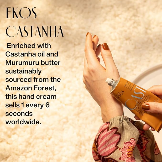 Natura - Brazil Nut Hand Cream - Anti-Dryness Castanha Hand Balm - 24-Hour Deep Hydration Skin Moisturizer - Vegan Skin Care - Brazilian Beauty Secrets - Self Care & Body Care - 1.4oz (40g)