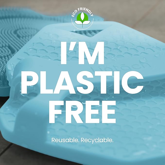 Silicone Shower Scrubber for Body – Exfoliating Loofah Alternative, Zinc & Silver-Infused, Hygienic & Gentle for Sensitive Skin, Durable & Long-Lasting Body Scrubber for Men - Sky Blue