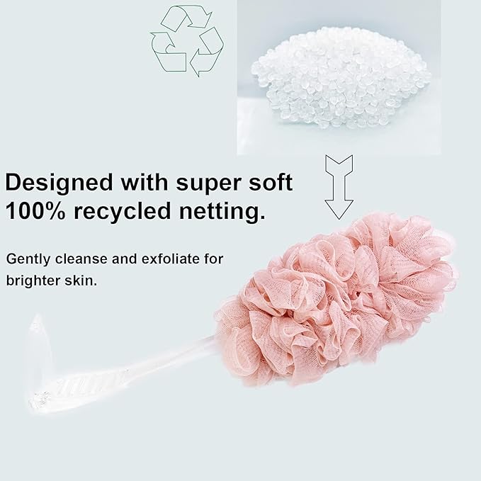 PPHAO - Loofah Sponge Back Scrubber Rough- Bath Brush Long Handle for Shower - Loofah Exfoliating for Men - Shower Loofah for Women - Pink Loofah - 1Pack