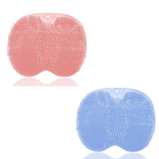 Shower Foot and Back Scrubber Mat,Wall Mounted Shower Foot Scrubber with Suction Cups,Exfoliating Silicone Massage Foot Cleaner for Shower(2pcs)