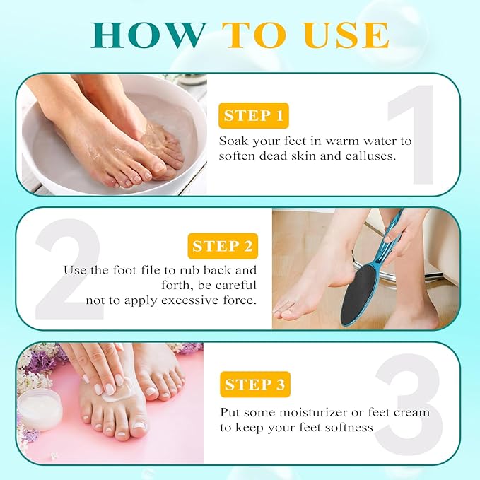 Glass Foot File, Foot Scrubber for Hard Skin Remover - Foot Callus Remover, Pedicure Tools for Feet Dead Skin, Foot Care for Women and Men, Gentle Effective Heel Scraper (Blue)