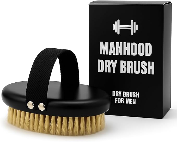 Dry Brush for Men – Firm bristles, Black Non-Slip Handle, exfoliating Body Tool for Dry Brushing and Lymphatic Drainage