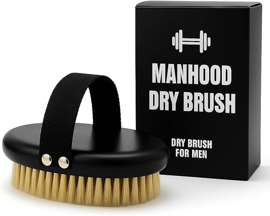 Dry Brush for Men – Firm bristles, Black Non-Slip Handle, exfoliating Body Tool for Dry Brushing and Lymphatic Drainage