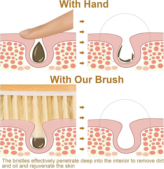 9.8" Dry Brush for Body with Anti-Slip Handle,Wet&Dry Brushing Body Brush for Body,Natural Bristles,Back Scrubber Bath Tool for Men&Women