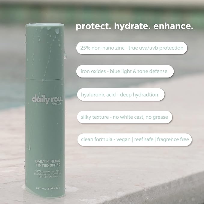 DailyRou Daily Mineral Skincare – Hydrating & Brightening Face Sunscreen for Men & Women – Lightweight, Non-Greasy Formula for Healthy, Smooth, Glowing Skin (Sheer)