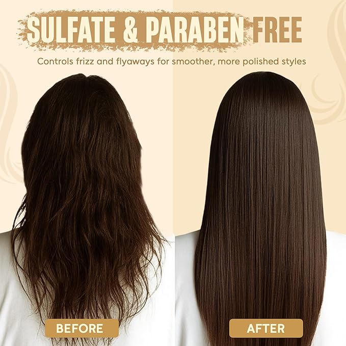 Keratin Shampoo and Conditioner Set | 16 fl oz Each | with Batana Oil & Bamboo Extract | Controls Frizz, Strengthens, Nourishes, & Adds Shine for Smoother Hair