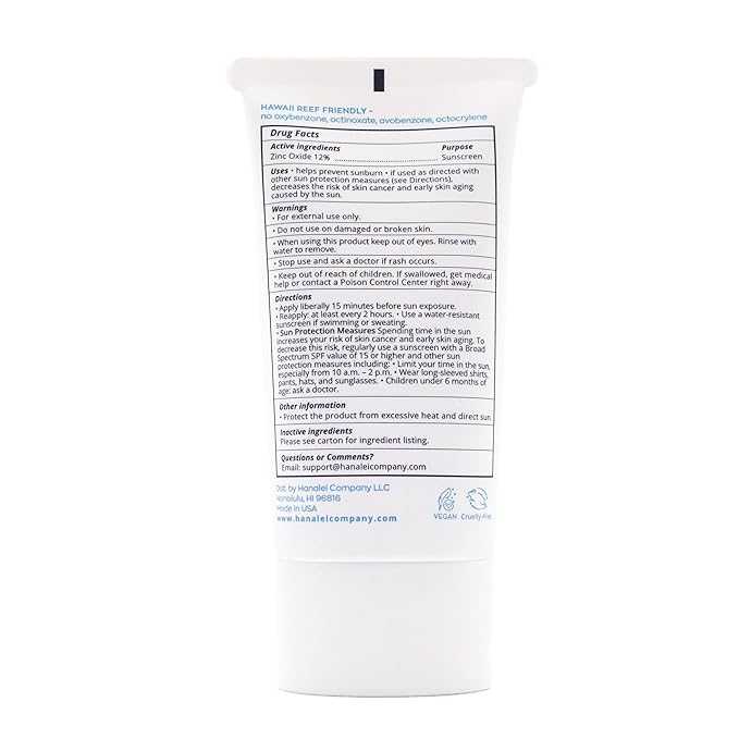 Hanalei Mineral Sunscreen Face Moisturizer SPF 50 – Dermatologist Tested, Zinc Oxide, Vegan, Reef-Safe, Invisible Protection, No White Cast, 3-in-1 Hydrating Primer, Gentle for Sensitive Skin 1.7 oz