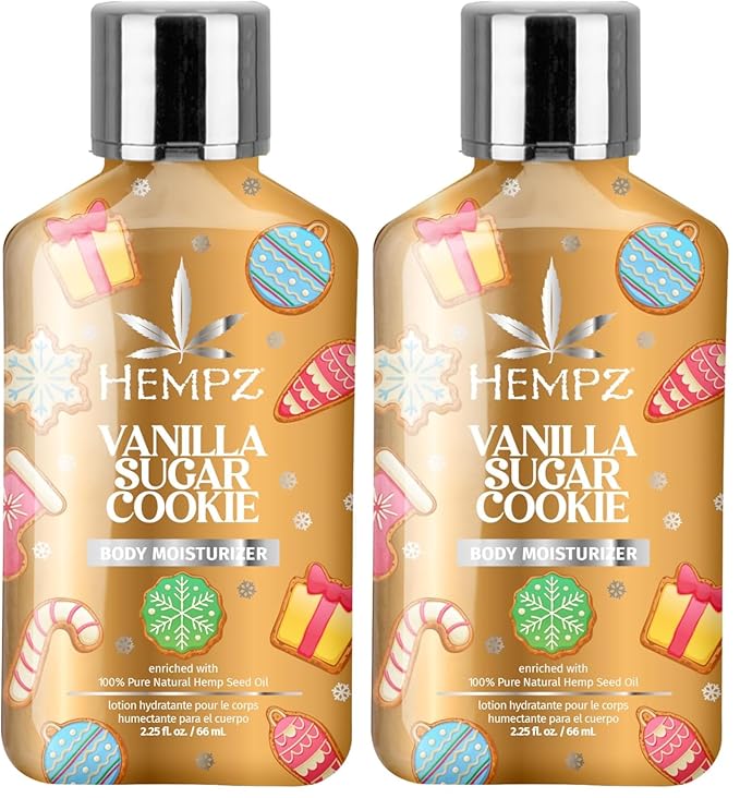 Hempz Mini Vanilla Sugar Cookie Body Moisturizer, Body Lotion, Fall Skin Care for Men & Women, Limited Edition, 2.25 fl.oz. (Pack of 2)