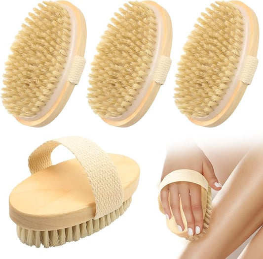 4 Pcs Dry Brushing Body Brush Exfoliating Body Brush Dry Brushing Body Brush for Lymphatic Drainage Back Circulation Improvement Dead Skin Remove Beauty Exfoliator