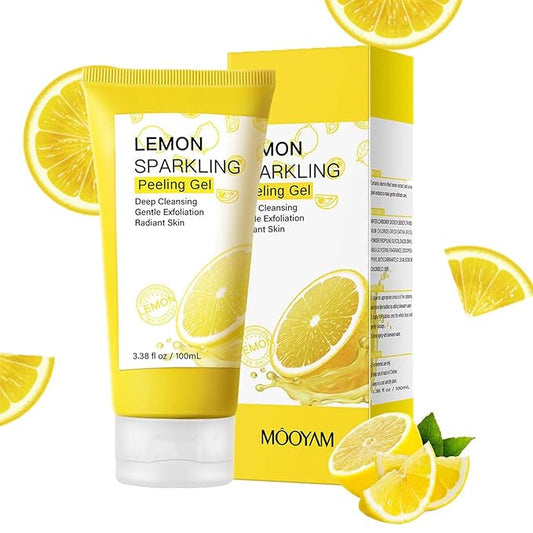 Lemon Exfoliating Gel,Peeling Gel Face Exfoliator,Removes Dead Cells,for Face & Body & Knee, Sebum Clear Pore Care, Soothing & Refreshing,Gently Daily Exfoliates For All Skin Types, 3.38 Oz