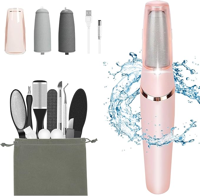 Electric Callus Removers for Feet, Haootadiy Electric Foot Callus Remover Pedicure Kits Rechargeable with12 in 1, Removes Dry Skin for Smoother Feet, Foot Care for Dead Skin Ideal Gift