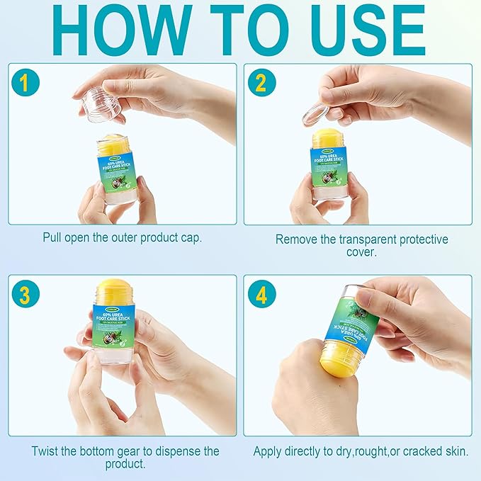 60% Urea Cream Stick with 2% Salicylic Acid, Anti-Cracking Foot & Hand Cream Moisturizer for Dry Cracked Heel Feet, Knee, Elbow, Foot Balm Stick for Callus Remover & Dead Skin Softener (2)