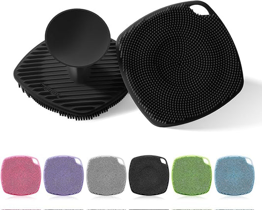 Silicone Body Scrubber, Gentle Texture Exfoliating Body Scrubber for Men and Women On Sensitive Skin, Soft Scrubber Produces Rich Form and Builds Up Lather, Getting a Deep Skin Clean (Black)