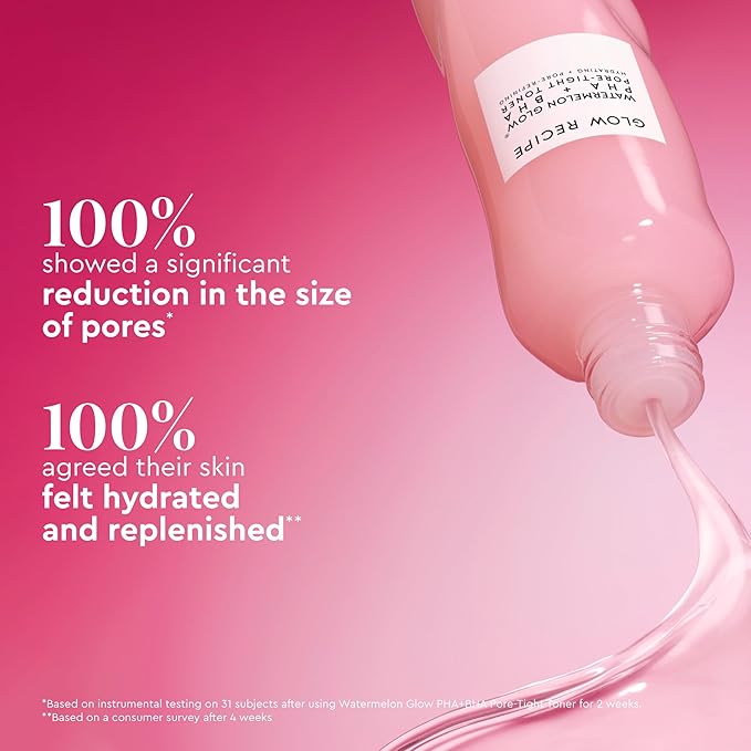 Glow Recipe PHA + BHA Face Toner - Korean Skin Care Pore Minimizer & Gentle Facial Exfoliator for Tightening, Hydrating & Exfoliating - Glycerin, Watermelon & Cactus Water (150ml)