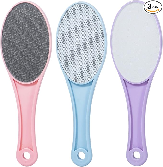 3 Pack Nano Glass Foot File Callus Remover for Feet, Double Sided Foot Scrubber, Dead Skin Remover, Hygienic Pedicure Tool, Hair Eraser for Softer and Smoother Feet and Hands,Pink Blue Purple