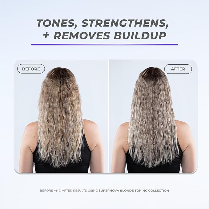 XMONDO Hair Supernova Blonde Toning Shampoo | Vegan Formula with Vegetable Proteins, Jojoba Oil, and Violet Pigments to Replenish, Restore, and Reduce Yellow Tones in Blonde Hair, 8 Fl Oz 1-Pack