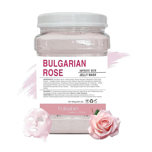 Jelly Mask for Facials, Hydrating & Moisturizing Peel-Off Rubber Gel Face Mask Skin Care for Deep Hydration & Glow, 23 Fl Oz Jar Professional Spa Use for All Skin Types with Bulgarian Rose