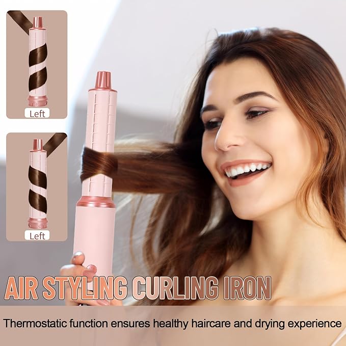 6 in 1 Hot Air Styler & Hair Dryer Brush, Multi-Styler High-Speed Negative Ionic Wrap Air Hair Styler for Curling, Fast Dry, Straightening - Versatile Hair Styling Tool at Home, Holiday Gift for Women