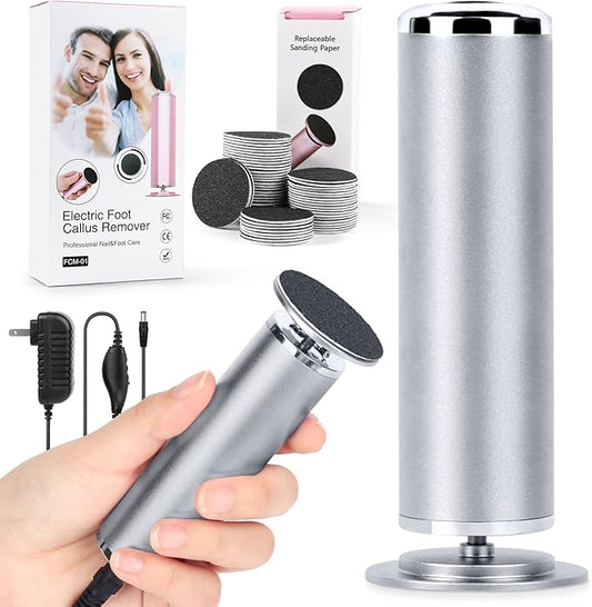 Electric Foot File Remover Callus: Profesional Pedicure Tool for Foot Sander - Summer Adjustable Speed Feet File Grinder for Skin and Calluses - 60 Pcs Replacement Sandpaper Disk for Home Spa Salon