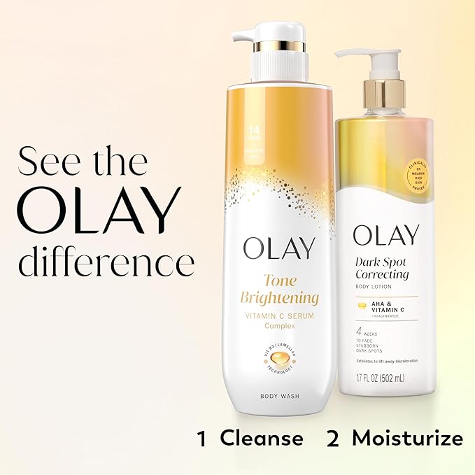 Olay Body Lotion for Women, Tone Enhancing with AHA Serum, Visibly Reduce Discolored Skin, 24hr Moisture & Hydration, Fast Absorbing Formula, Vitamin B3 Complex, For All Skin Types, 17 fl oz