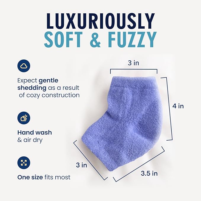 Dr. Frederick's Original Moisturizing Fuzzy Heel Socks for Dry Cracked Heels Treatment - Infused with Olive Oil, Jojoba Oil and Vitamin E - 6 Pairs - Stocking Stuffers for Adults - Variety Pack