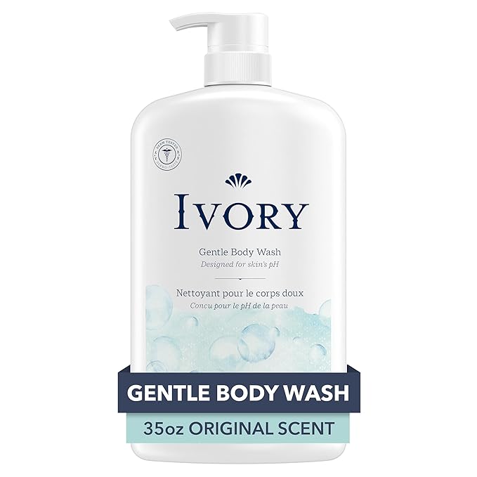 Ivory Body Wash, Designed for the Whole Family, Gentle Formula, Free of Dyes Heavy Perfumes Parabens Phthalates & Silicones, Original Scent, 35 oz