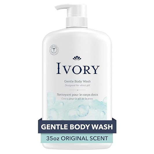 Ivory Body Wash, Designed for the Whole Family, Gentle Formula, Free of Dyes Heavy Perfumes Parabens Phthalates & Silicones, Original Scent, 35 oz