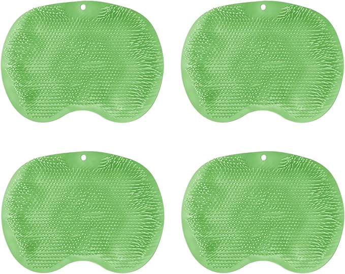 4-Pack Bath Scrubber Mat for Back Scrubbing and Foot Exfoliation - Dual-Use Shower Mats with Non-Slip Suction Cups - Soft, Durable, and Hygienic - Perfect for Full-Body Cleansing and Spa-Like Comfort