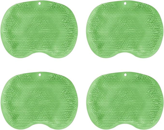 4-Pack Bath Scrubber Mat for Back Scrubbing and Foot Exfoliation - Dual-Use Shower Mats with Non-Slip Suction Cups - Soft, Durable, and Hygienic - Perfect for Full-Body Cleansing and Spa-Like Comfort